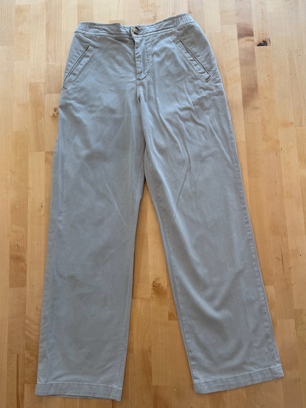 Marine Layer Light Green Casual Elastic-Waist Wide Leg Pants